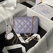 Chanel Mini Flap Bag Purple Lambskin 19x8x13.5cm - 6