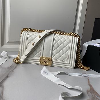 Chanel Medium Leboy Bag White Caviar Gold 25cm