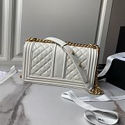 Chanel Medium Leboy Bag White Caviar Gold 25cm - 5