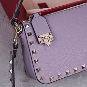 Valentino Garavani Grained Leather Purple Rockstud Bag 19x13x7cm - 6