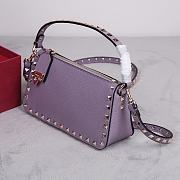 Valentino Garavani Grained Leather Purple Rockstud Bag 19x13x7cm - 5