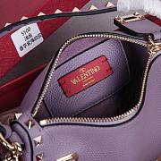 Valentino Garavani Grained Leather Purple Rockstud Bag 19x13x7cm - 3