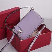 Valentino Garavani Grained Leather Purple Rockstud Bag 19x13x7cm - 2