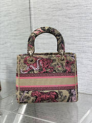 Dior Medium Dioriviera Lady D-Lite Bag Raffia Candy Pink 24 x 20 x 12 cm - 4