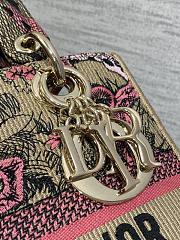 Dior Medium Dioriviera Lady D-Lite Bag Raffia Candy Pink 24 x 20 x 12 cm - 3