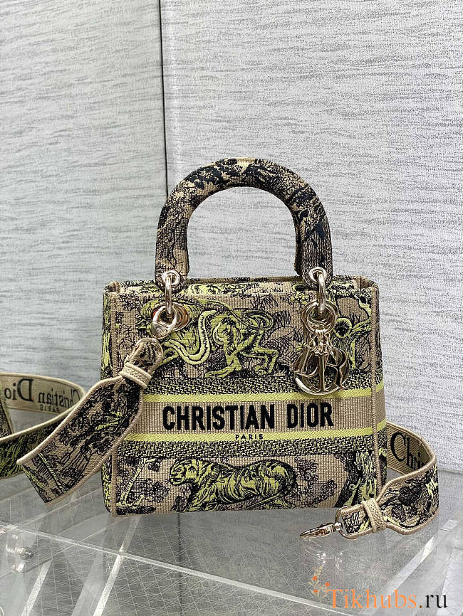 Dior Medium Dioriviera Lady D-Lite Bag Raffia Yellow 24 x 20 x 12 cm - 1