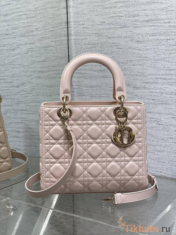 Dior Medium Lady Bag Light Pink Gold 24cm - 1