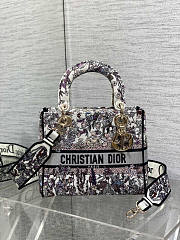 Dior Medium Lady D-Lite Bag White Multicolor Hiver 24 x 20 x 12 cm - 1