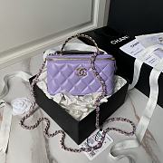 Chanel 24A Top Handle Vanity Case Purple Lambskin 17cm - 1