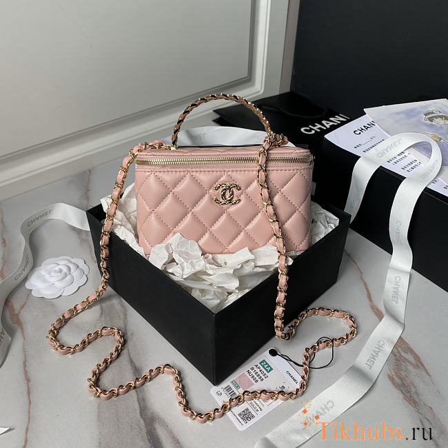 Chanel 24A Top Handle Vanity Case Pink Lambskin 17cm - 1