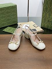 Gucci Horsebit Sandal Heel Patent White 5.5cm - 2