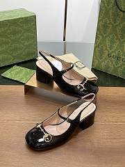 Gucci Horsebit Sandal Heel Patent Black 5.5cm - 3