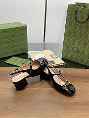 Gucci Horsebit Sandal Heel Patent Black 5.5cm - 2