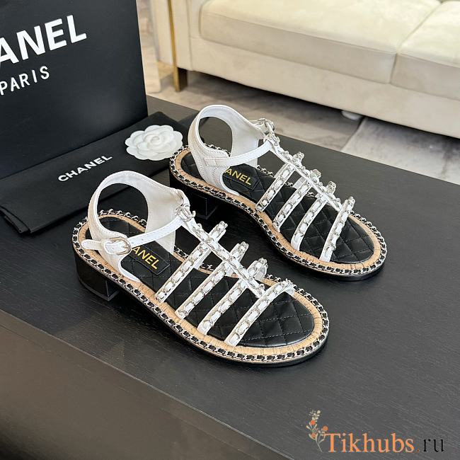 Chanel White Sandal Heel 5.5cm - 1