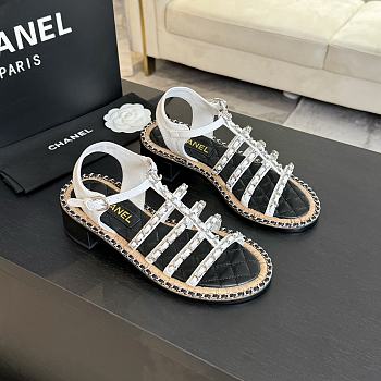 Chanel White Sandal Heel 5.5cm