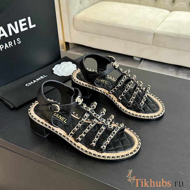 Chanel Black Sandal Heel 5.5cm - 1