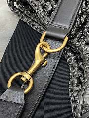 YSL Metallic Oxalis Crochet Raffia Black Shoulder Bag 37x40x3cm - 6