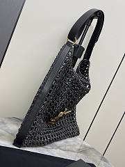 YSL Metallic Oxalis Crochet Raffia Black Shoulder Bag 37x40x3cm - 4