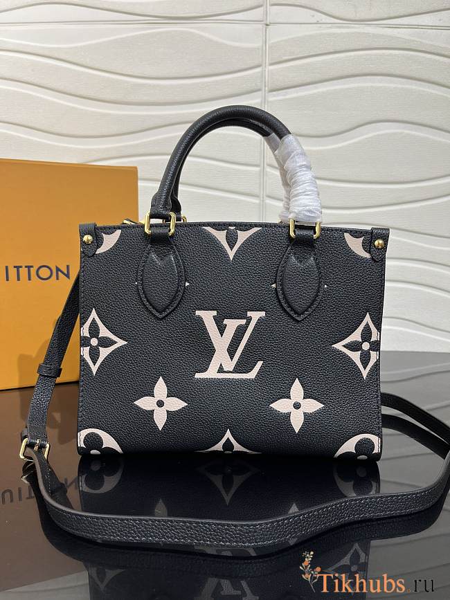 LV-ONTHEGO Small Shopping Bag Black Embossed M45659 Size 25x19x11.5 cm - 1