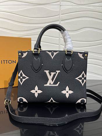 LV-ONTHEGO Small Shopping Bag Black Embossed M45659 Size 25x19x11.5 cm