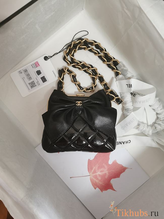 Chanel Clutch With Strap Glossy Black 12 x 13 x 4 cm - 1