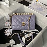 Chanel Mini Flap Bag Handle Purple Lambskin 13x19x7cm - 1