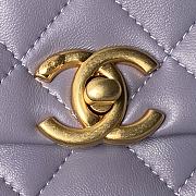 Chanel Mini Flap Bag Handle Purple Lambskin 13x19x7cm - 6