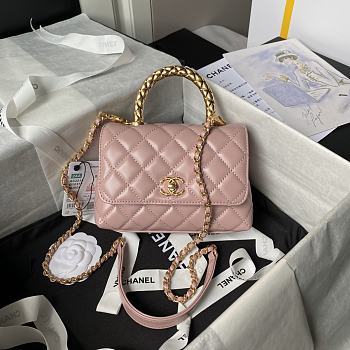 Chanel Mini Coco Handle Bag Pink Lambskin 19cm