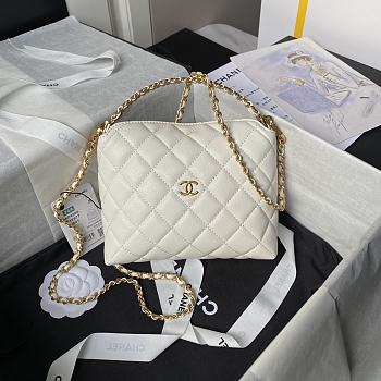 Chanel Clutch With Strap White Caviar Gold 19x14x7cm