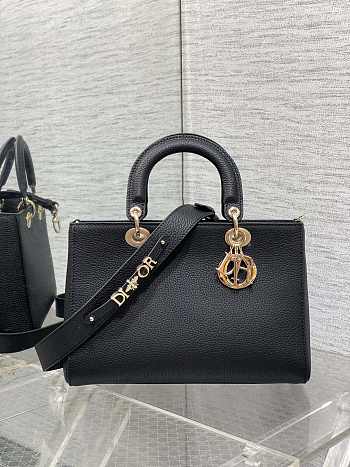 Dior Medium Lady D-Sire Bag Black Bull Leather 30x20x13cm