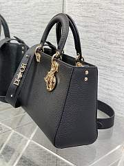 Dior Medium Lady D-Sire Bag Black Bull Leather 30x20x13cm - 4