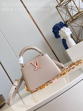 Louis Vuitton LV Mini Capucines White Quartz 21x14x8cm