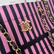 Chanel Shopping Bag Canvas Gold Black Pink 36x31x18cm - 2