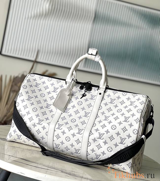 Louis Vuitton LV Keepall Bandoulière 50 G65 White 50 x 29 x 23 cm - 1