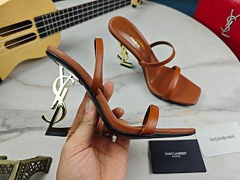 YSL Opyum Brown Heel Sandals 8.5cm