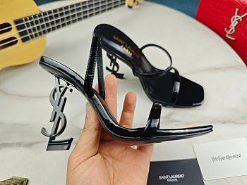 YSL Opyum Black Heel Sandals Patent 11cm