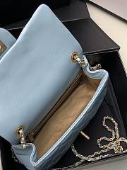 Chanel Flap Bag Blue Lambskin Gold 20cm - 6