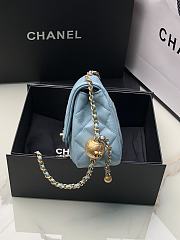 Chanel Flap Bag Blue Lambskin Gold 20cm - 5