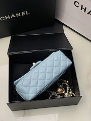 Chanel Flap Bag Blue Lambskin Gold 20cm - 3