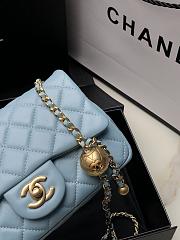 Chanel Flap Bag Blue Lambskin Gold 20cm - 2