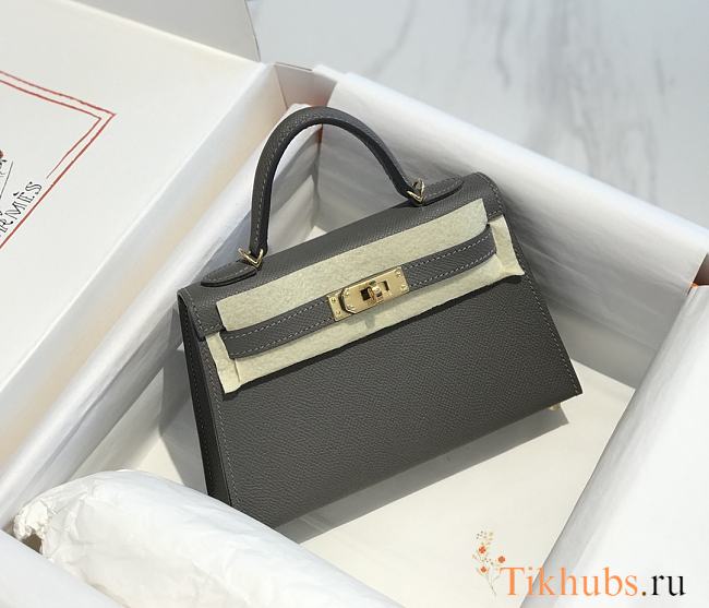 Hermes Mini Kelly Grey Epsom Gold 19cm - 1