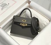 Hermes Mini Kelly Grey Epsom Gold 19cm - 4