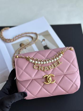 Chanel Mini Flap Bag Handle Pink Lambskin 13x19x7cm