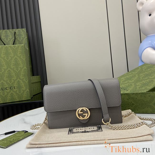 Gucci Interlocking G Wallet On Chain Grey 20x13x6cm - 1