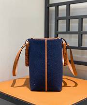 Loewe Anagram Tote Love Small Bag Navy Tan 29x25x14cm - 5