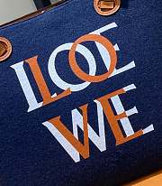 Loewe Anagram Tote Love Small Bag Navy Tan 29x25x14cm - 4