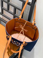 Loewe Anagram Tote Love Small Bag Navy Tan 29x25x14cm - 2