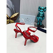 Prada Geometric-heel Satin Sandals Red 8.5cm - 5