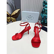 Prada Geometric-heel Satin Sandals Red 8.5cm - 2