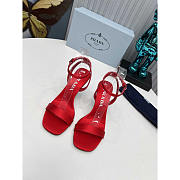 Prada Geometric-heel Satin Sandals Red 8.5cm - 3